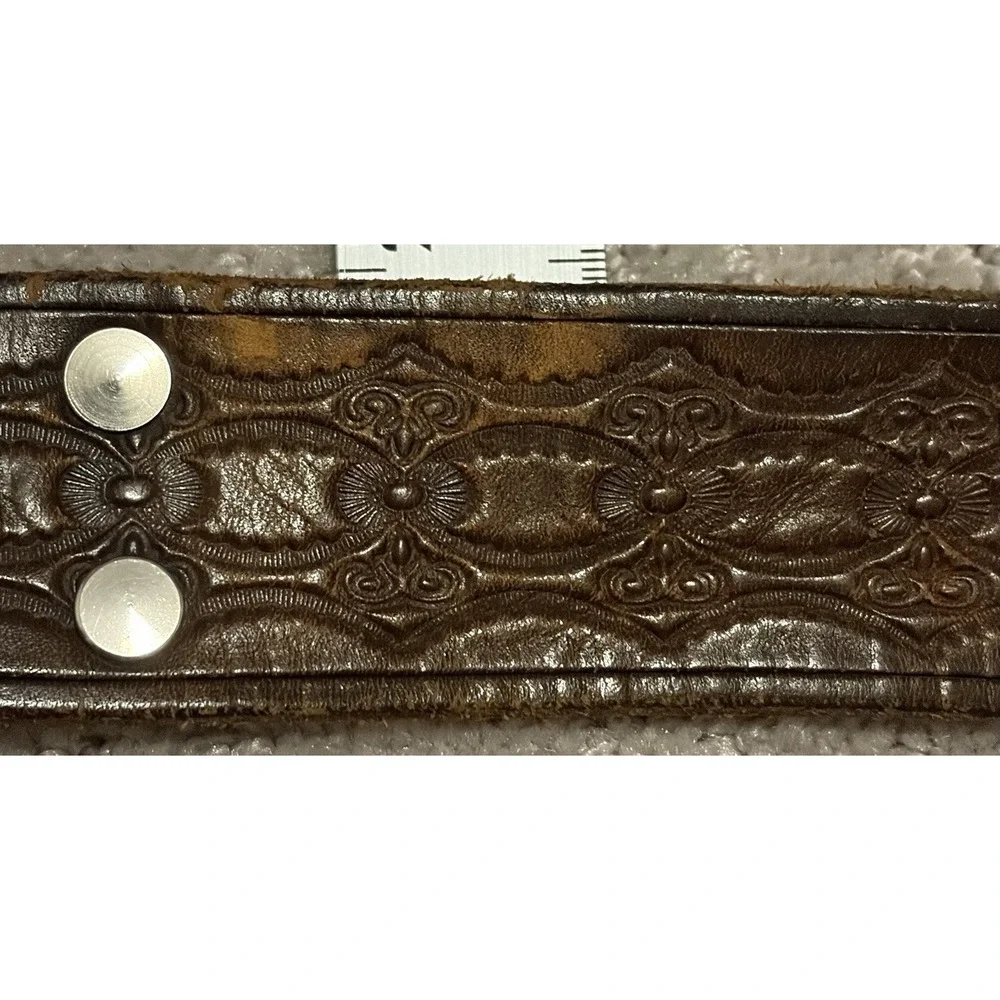 Vintage Brass Belt Buckle With Leather Belt Mallard Duck 70s 80s VTG